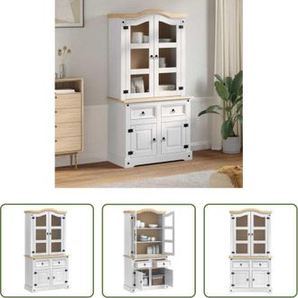 vidaXL Credenza con cassetto - Credenza Corona Bianco 100 x 48,5 x 179 cm Pino massello