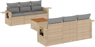 vidaXL Juego De Sof&aacute;s Jard&iacute;n Con Cojines Beige Mezcla 7 Pzas Rat&aacute;n Pe Vidaxl