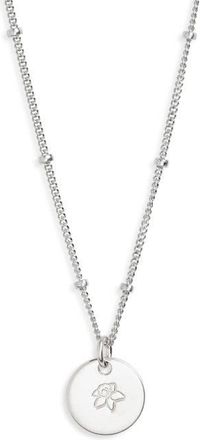 Nashelle Petite Birth Flower Necklace in Sterling Silver at Nordstrom, Size 18