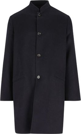 Loro Piana Kasjmier jas met ronde opstaande kraag - Blauw