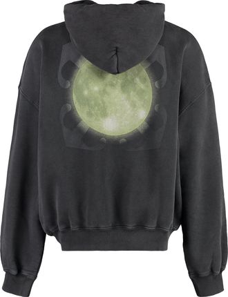 Off-white Mens Hooded Sweatshirt With Back Print Grey Cotton Jumpers Sweater