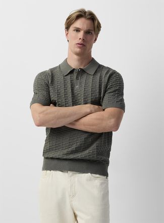 Le 31 Mens Embossed jacquard Polo Shirt