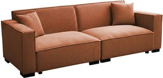 Oviala Sof&aacute; 3 plazas recto de pana L 230 cm terracotta