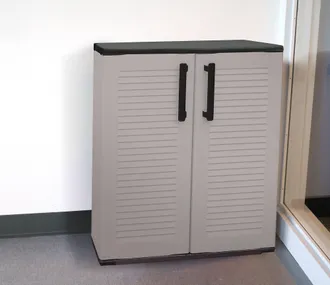 Dmora Dmora Mueble Multiusos Para Uso Exterior O Interior, Armario Bajo Con 2 Puertas Y 3 Estantes De Polipropileno, 100% Made In Italy, 68x37h84 Cm, Color 