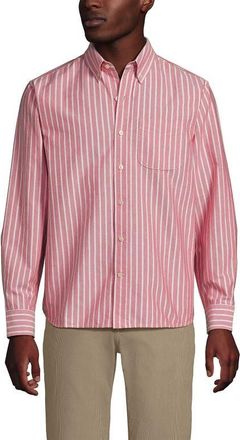 Lands End Traditional Fit Comfort-First Sail Rigger Oxford Shirt in Pale Compass Red Stripe at Nordstrom, Size Xx-Large