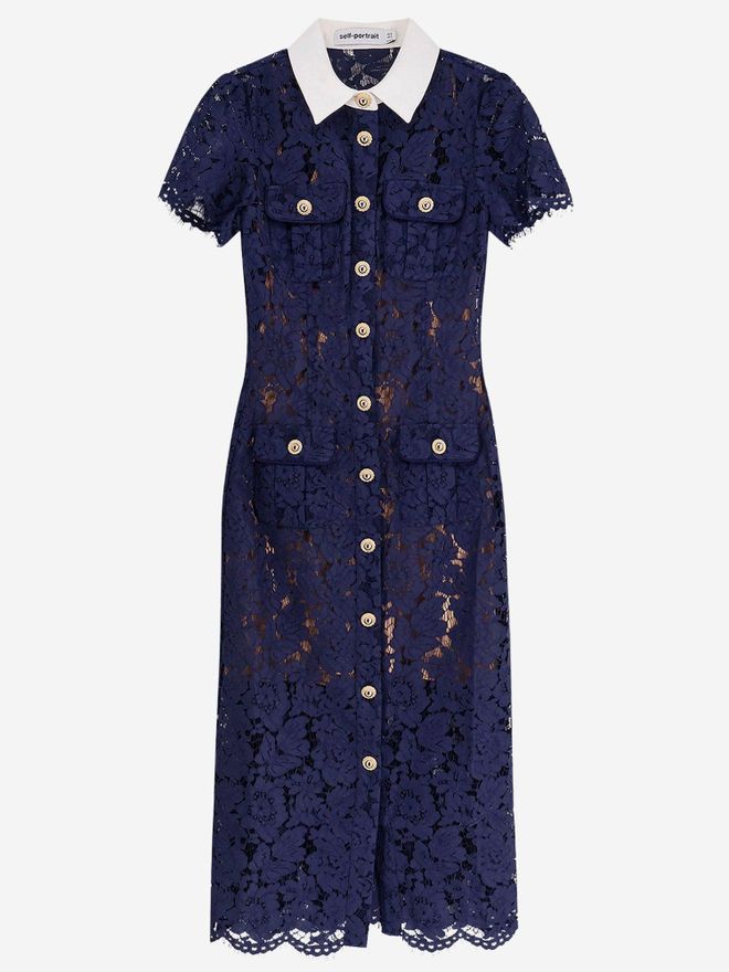 Midi Dress With Contrasting Lace Collar