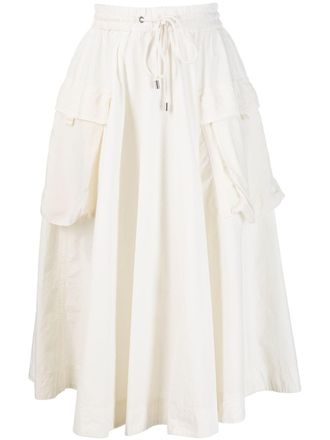 Iceberg drawstring-waistband pleated skirt - women - Cotton/Cupro - 44 - White
