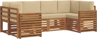 vidaXL Conjunto De Sof&aacute;s De Exterior 6 Uds. Natural Y Beige Vidaxl