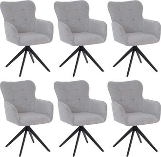 Hhg [nunca Usado] Juego De 6 Sillas De Comedor Hhg-307, Silla Con Reposabrazos Giratorios Y Retorno Autom&aacute;tico, Tejido De Chenilla (680 G/m&sup2;) Y Estructura