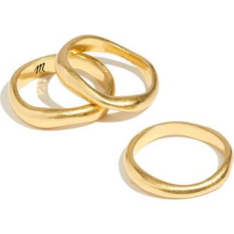 Madewell Set of 3 Oval Stacking Rings in Vintage Gold at Nordstrom, Size 5