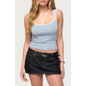 Edikted Valentina Stripe Square Neck Tank in Light-Blue at Nordstrom, Size X-Small