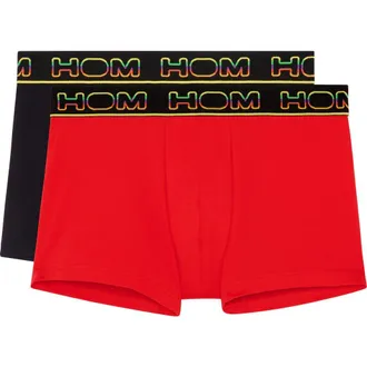HOM Ivano 2 Boxer Briefs 2-Pack in Black/red at Nordstrom, Size Xx-Large