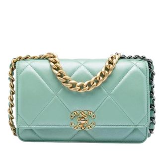 Chanel Pre-owned Wallet on Chain - Dames - Pre-owned - Groen - Maat: ONE Size Leer
