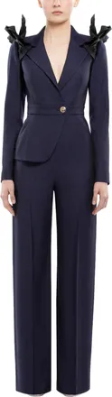 Saiid Kobeisy Asymmetrical Ruffled Jumpsuit with Gold Accent