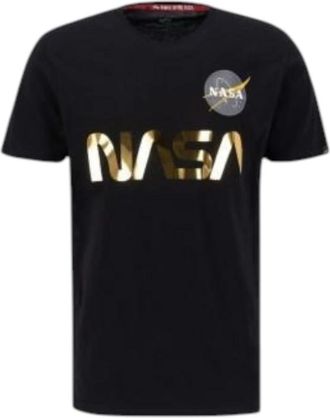 Alpha Industries Reflecterend Nasa Print T-Shirt Regular Fit - Heren - T-shirts - Zwart - S - Katoen - Tops