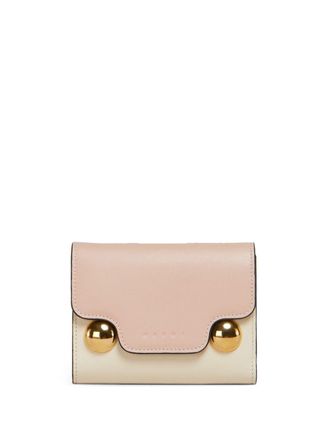 Marni logo-debossed wallet - women - Calf Leather/Brass/Sheepskin/Viscose/Zamak - One Size - Neutrals
