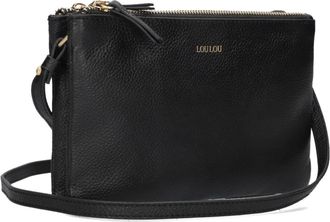 LouLou Essentiels Zwarte leren schoudertas - Dames - Schoudertassen - Zwart - ONE Size - Leer - Tassen