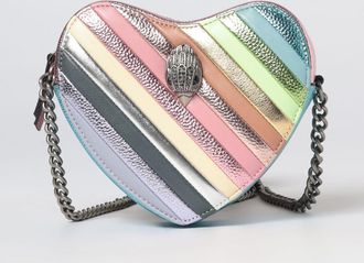 Kurt Geiger Mini borsa Kensington a cuore in pelle con righe multicolor e strass