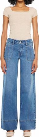 Kancan Mid Rise Wide Leg Jeans In Med Dark