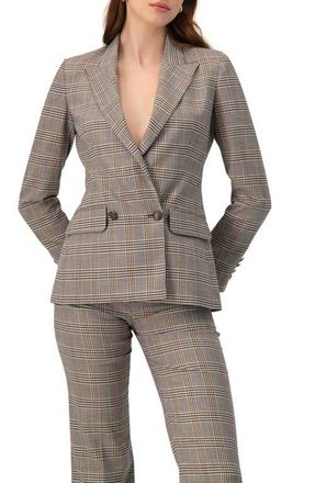 Ivonne Double-Breasted Prince of Wales Blazer in Multi-Brown at Nordstrom, Size 14