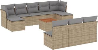 vidaXL Set De Sof&aacute;s De Jard&iacute;n 11pzas Con Cojines Rat&aacute;n Sint&eacute;tico Beige Vidaxl