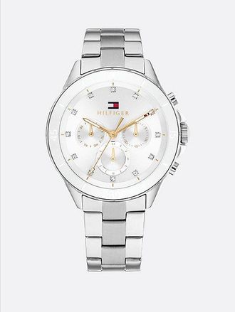Tommy Hilfiger Reloj de acero inoxidable con esfera blanca