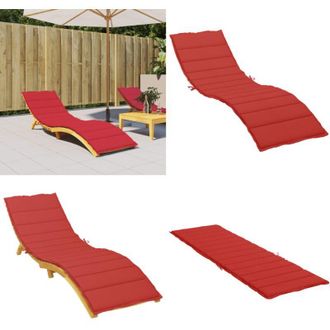 vidaXL Cuscino per Lettino Rosso 200x50x3 cm in Tessuto Oxford - Cuscino da giardino - Cuscino per patio