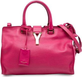 Saint Laurent Pre-owned Handbags, female, Pink, Size: ONE SIZE Pre-owned Leather Top Handle Bag