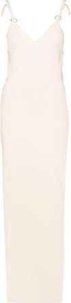 Paco Rabanne cut out-detail maxi dress - women - Viscose/Polyester - M - Neutrals