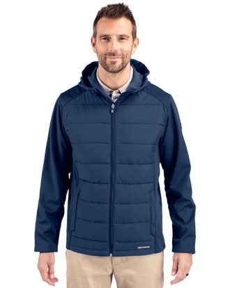 Cutter & Buck Evoke Hybrid Softshell Recycled Full Zip Mens Hooded Jacket