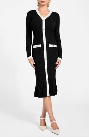 Guess Laurel Long Sleeve Sweater Dress in Jblack-Black at Nordstrom, Size X-Small