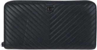 Chanel Pre-owned Vintage Long Wallet (Bi-fold) - Dames - Vintage Accessoires - Zwart - ONE Size - Leer - Vintage