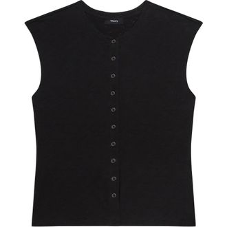 Theory Organic Cotton Button-Up Vest in Black at Nordstrom, Size X-Large