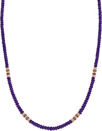 Jewelmak 14K African Amethyst, Citrine, Pink Tourmaline Necklace