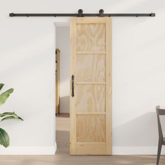 Berkfield Home Sliding Door with Hardware Set ORKDAL Solid Wood Pine in Beige