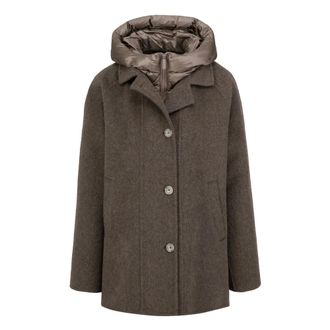 Bomboogie Abrigo bimaterial de lana con efecto alpaca de doble cara - Coats - Mujer - Marr&oacute;n - XL