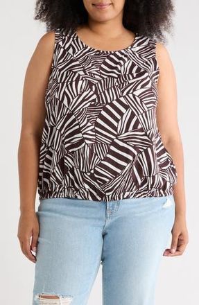 Adrianna Papell Printed Shell in Chocolate Patchwork Stripe at Nordstrom Rack, Size 1 X