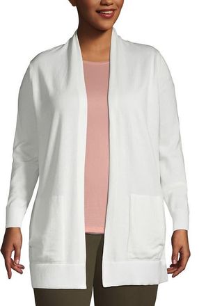 Lands End Long Sleeve Open Long Cardigan Sweater in Ivory at Nordstrom, Size 3 X