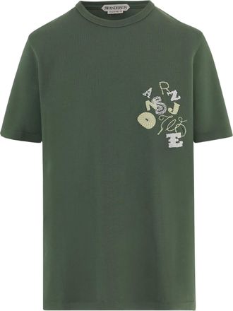 J.W.Anderson Round Neck Cotton T-Shirt with Contrast Logo Embroidery