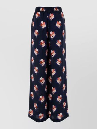 Fendi silk wide leg trousers floral motif
