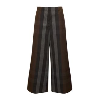 Burberry Wide Trousers, female, Brown, Size: 3XS Elegant Palazzo Trousers