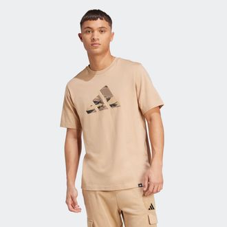 adidas T-Shirt ADIDAS SPORTSWEAR M CAMO LOGO T, Herren, Gr. M, beige (warm sandstone), Obermaterial: 100% Baumwolle, Rundhals, Shirts T-Shirt, sportlicher St