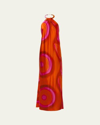 Silvia Tcherassi Jesse Abstract-Print Backless Halter Maxi Dress