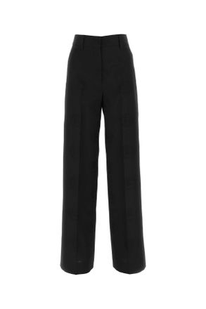 Burberry Womens Black Wool Blend Wide-leg Pant - Size EU 34 (Womens)