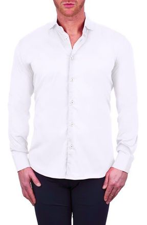 Maceoo Einstein Stretch Cotton-Blend Button-Up Shirt in White at Nordstrom, Size X-Large
