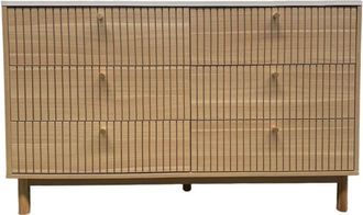 Concept Usine Aparador de 6 cajones con aspecto de madera ranurada y blanco 120 cm