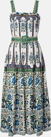 Farm Rio Abito midi Manoela in misto lino con stampa