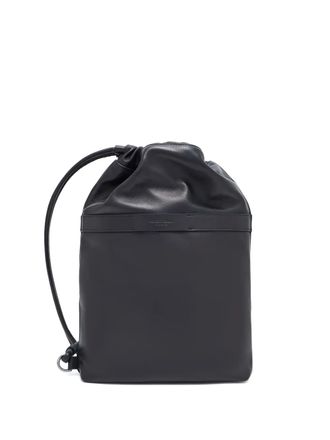 Giorgio Armani medium drawstring cross body bag - men - Lambskin/Polyester - OS - Black