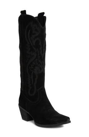 Jeffrey Campbell Rancher Knee High Western Boot in Black Oil Suede at Nordstrom Rack, Size 5.5