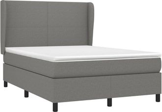 vidaXL Cama Box Spring Con Colch&oacute;n Tela Gris Oscuro 140x200 Cm Vidaxl